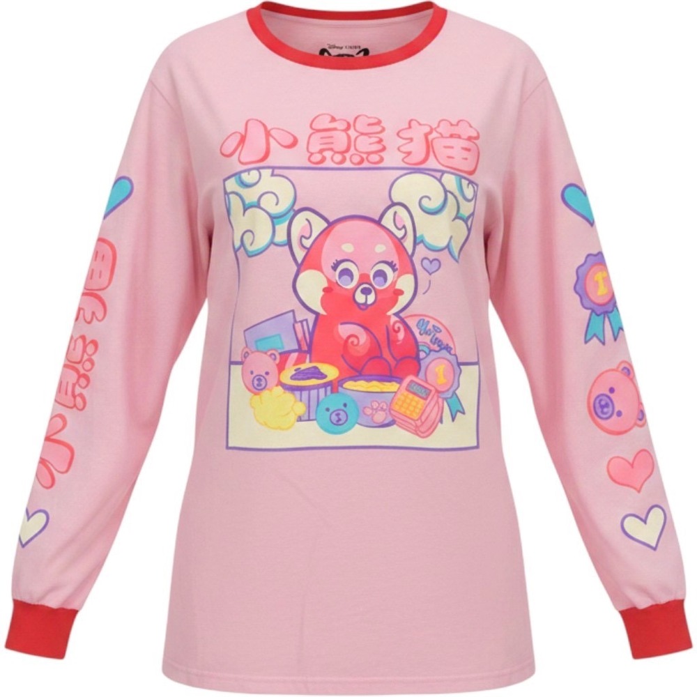 Disney Pixar Turning Red Mei Lee Red Panda Pink Ringer Long Sleeve Tee 2X